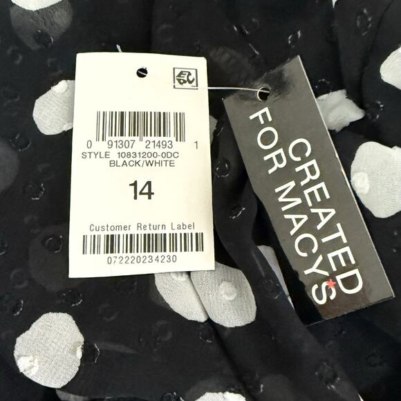 INC International Concepts Dress 14 Black White Polka Dot Career Casual Popover - Picture 4 of 9